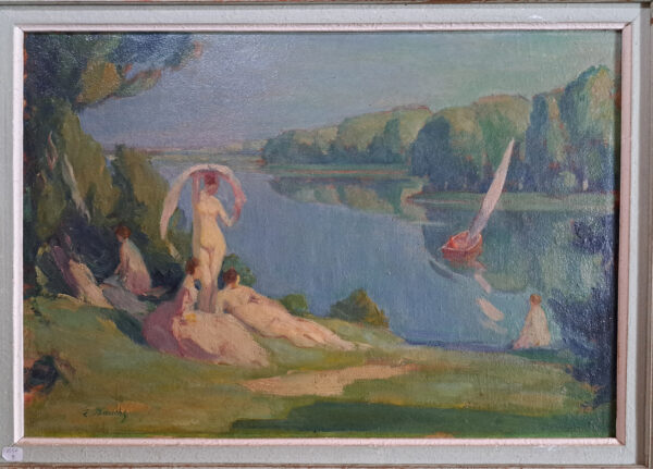 Bauche Léon-charles, "baigneuses Au Lac"