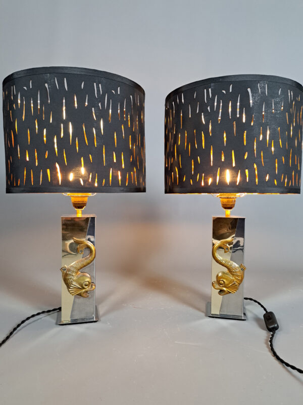 Paire de lampes aux dauphins